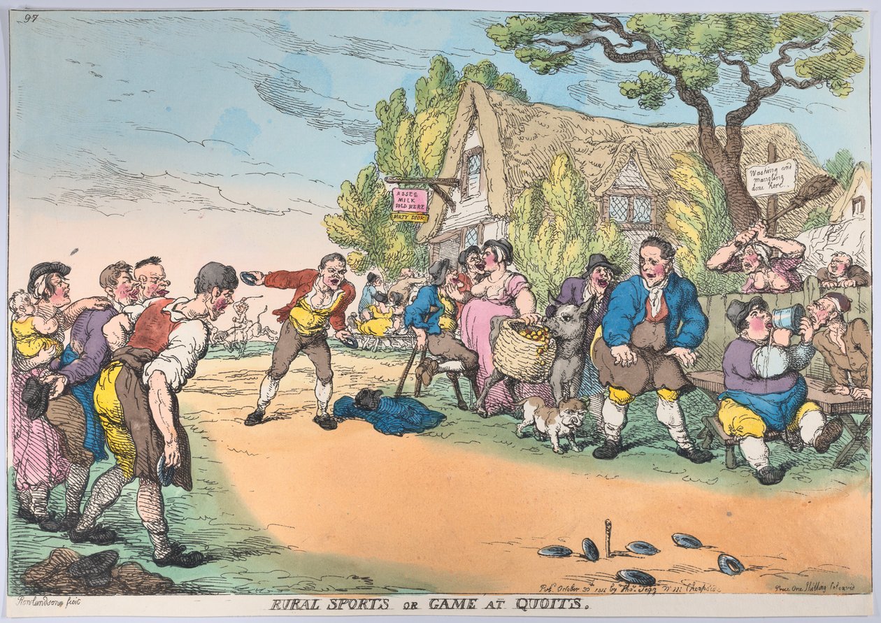 Esporte Rural ou Jogo em Quoits, 30 de outubro de 1811., 30 de outubro de 1811. de Thomas Rowlandson