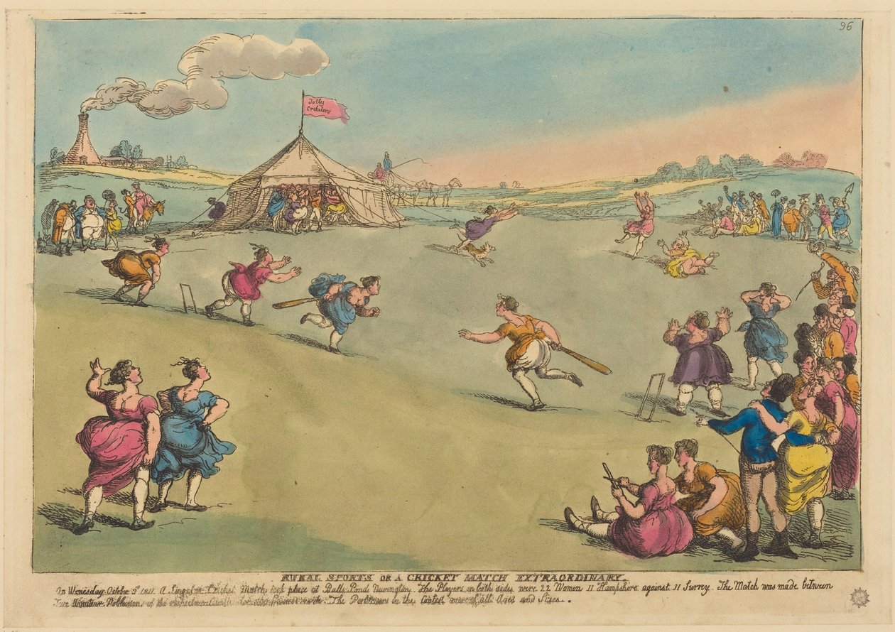 Desportos rurais ou um jogo de críquete extraordinário de Thomas Rowlandson