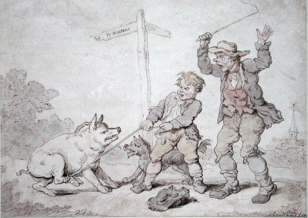 Toucinho Enferrujado (Cabeça de Porco e Persuasão) (tinta e aguarela sobre papel) de Thomas Rowlandson