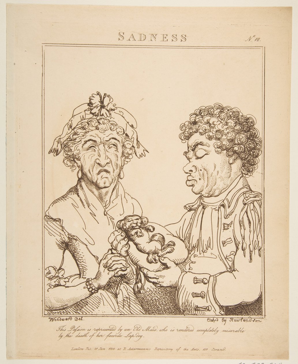 Tristeza Le Brun Travested, ou Caricaturas das Paixões, 21 de janeiro de 1800. de Thomas Rowlandson