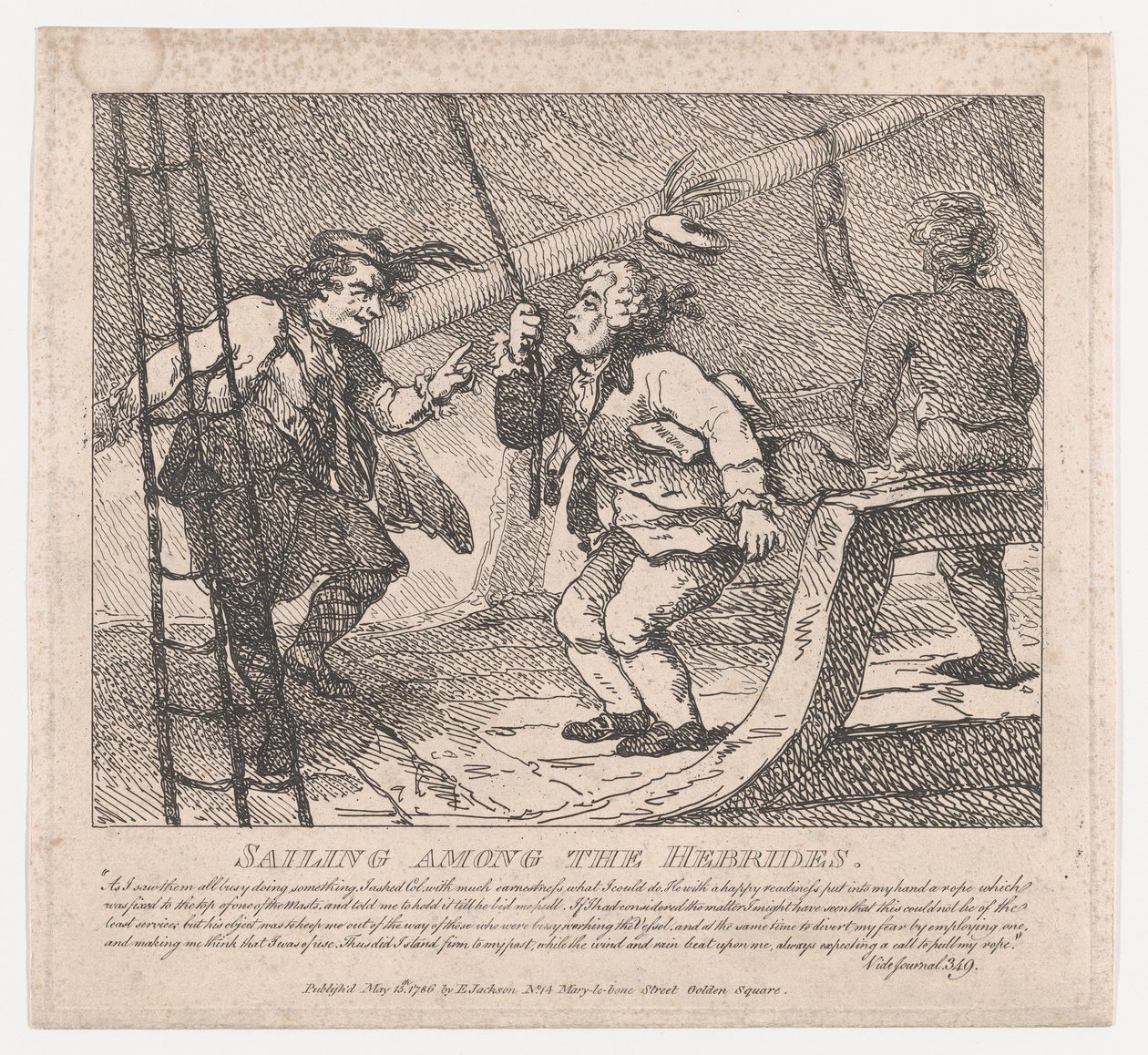Navegando entre as belezas pitorescas das Hébridas de Boswell, Parte II, Ju..., 10 de junho de 1786. de Thomas Rowlandson