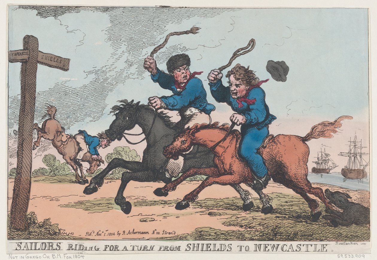 Marinheiros cavalgando para uma volta de Shields para Newcastle, 1º de novembro de 1804., 1º de novembro de 1804. de Thomas Rowlandson
