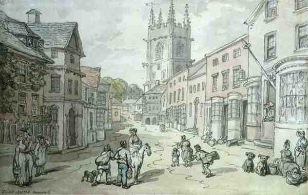 Saint Austle, Cornwall (caneta e aguarela sobre papel) de Thomas Rowlandson