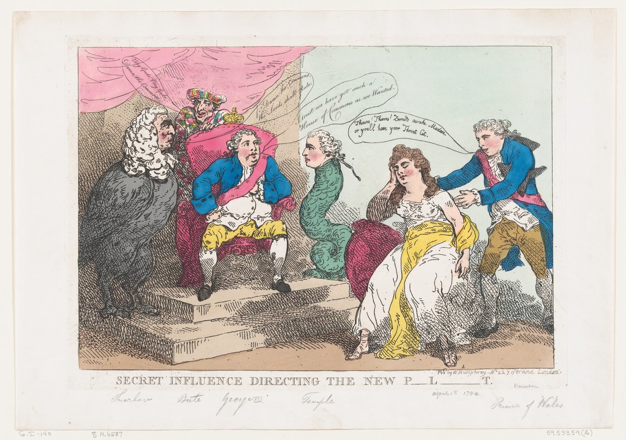 Influência secreta dirigindo o novo P-l-t [Parlamento], 18 de maio de 1784., 18 de maio de 1784. de Thomas Rowlandson