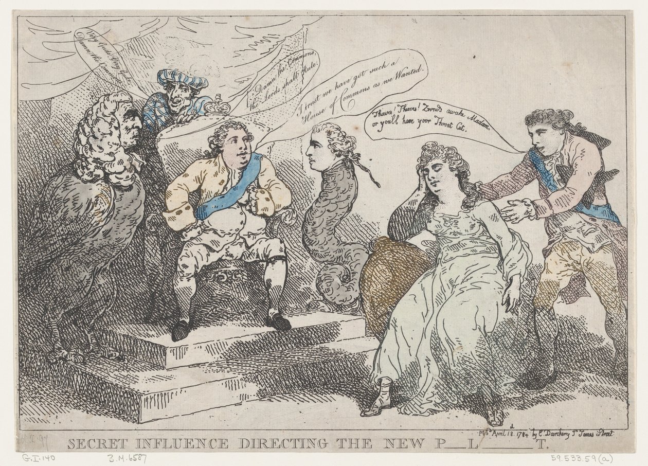 Influência secreta dirigindo o novo P-l-t [Parlamento], 18 de maio de 1784., 18 de maio de 1784. de Thomas Rowlandson