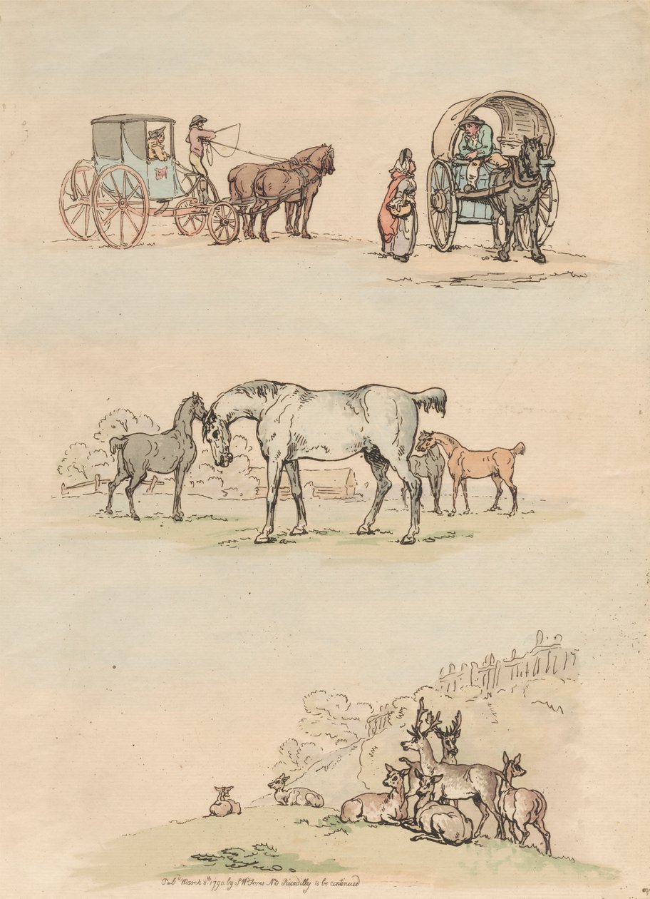 Conjunto de Dezasseis: Esboços de Figura e Paisagens de Thomas Rowlandson