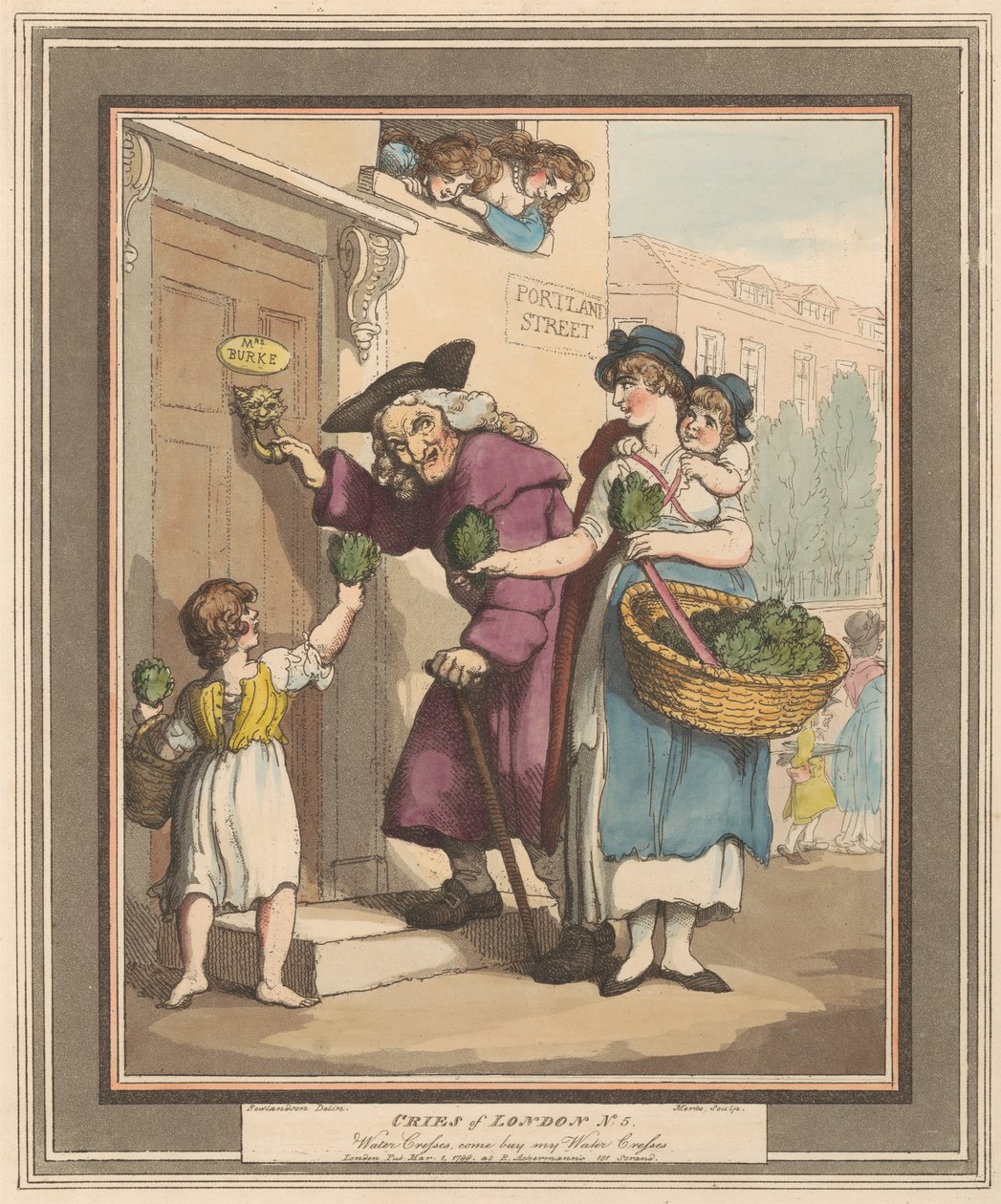 Conjunto de oito (5): Cries de Londres de Thomas Rowlandson
