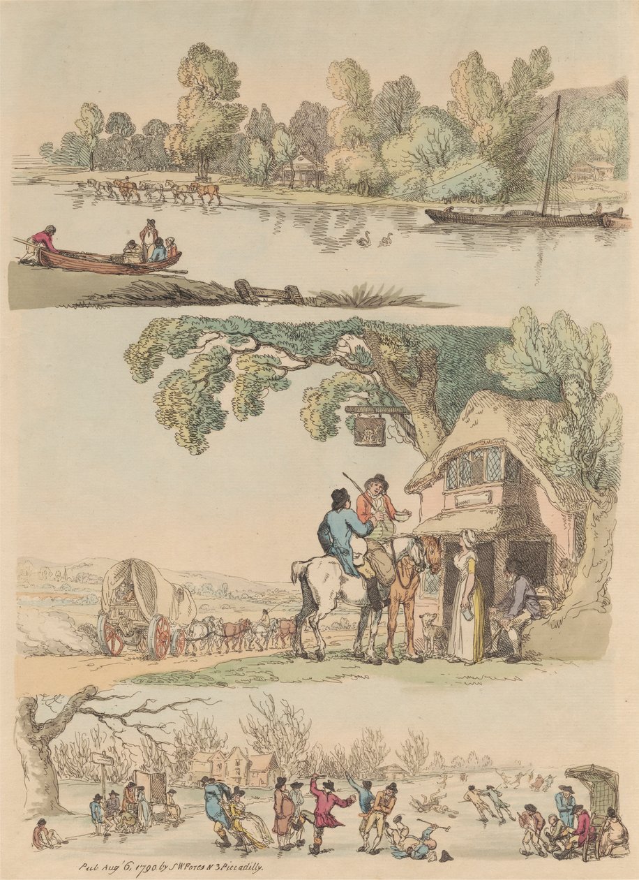 Conjunto de dezasseis: Esboços de Números e Paisagens de Thomas Rowlandson
