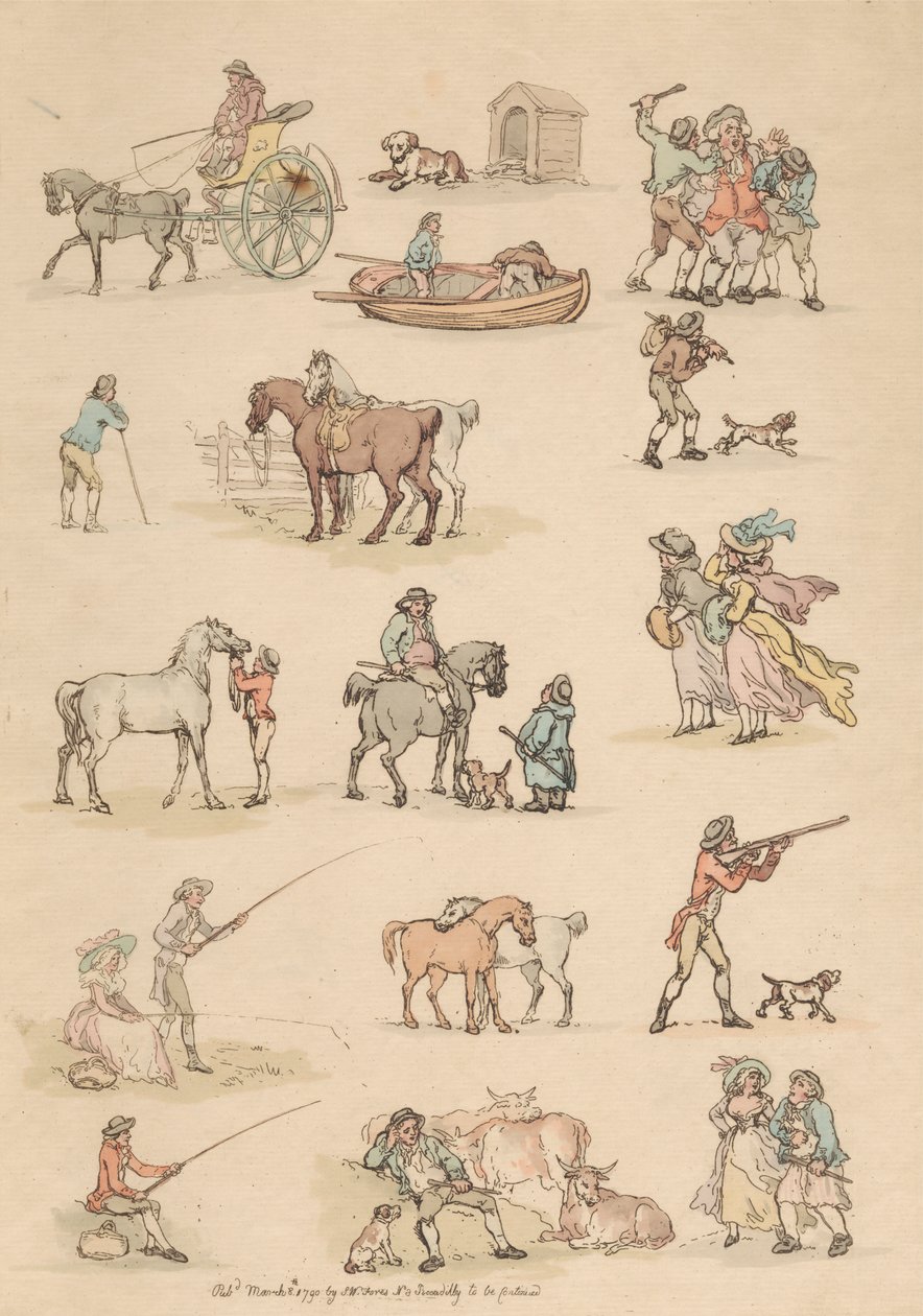 Conjunto de dezasseis: Esboços de Números e Paisagens de Thomas Rowlandson