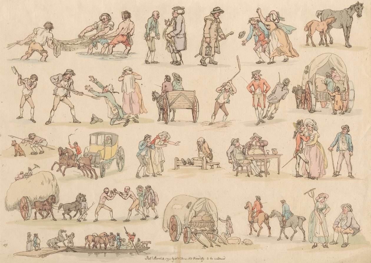 Conjunto de dezasseis: Esboços de Números e Paisagens de Thomas Rowlandson