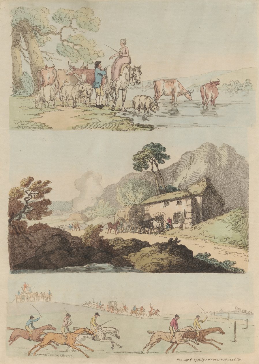 Conjunto de dezasseis: Esboços de Números e Paisagens de Thomas Rowlandson