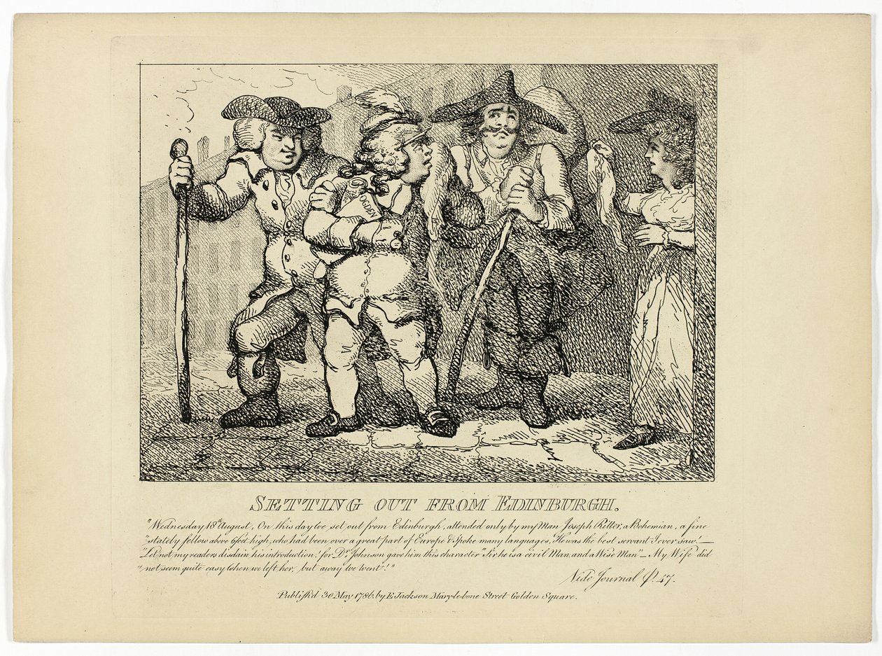 Partida de Edimburgo, da Viagem às Hébridas de Boswell de Thomas Rowlandson