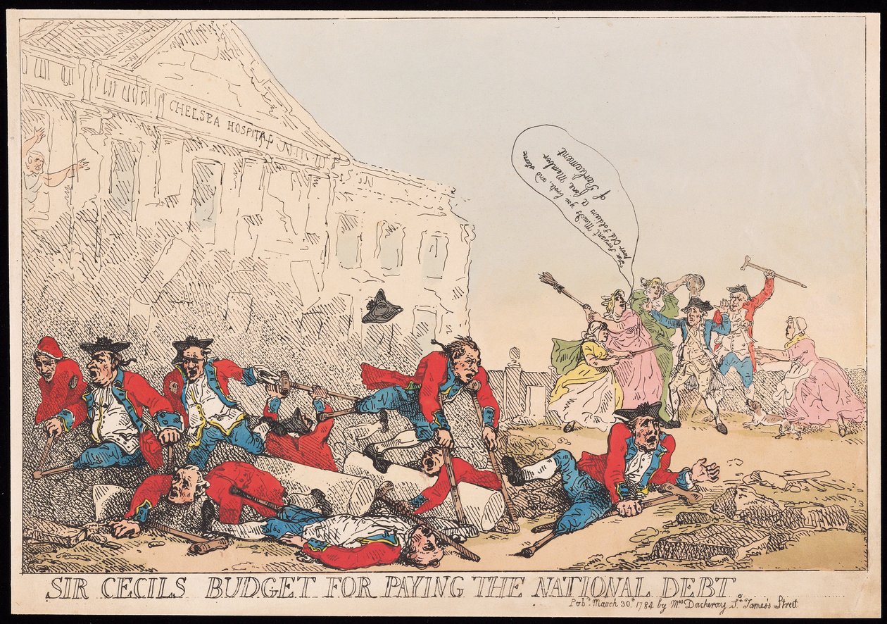Orçamento de Sir Cecils para Payng the National Debt, pub. 1784 (gravura colorida à mão) de Thomas Rowlandson