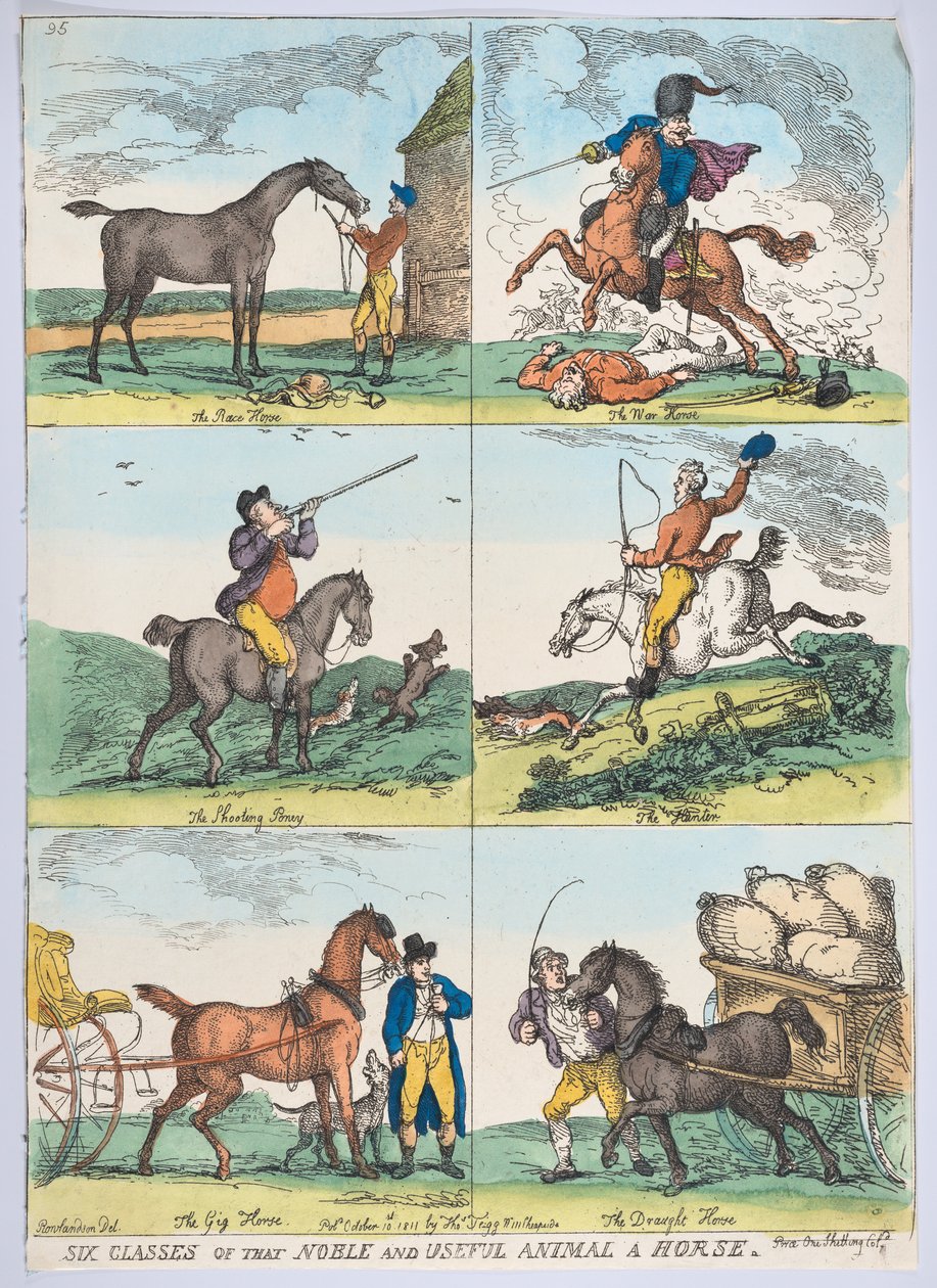 Seis classes do animal nobre e útil um cavalo, 10 de outubro de 1811., 10 de outubro de 1811. de Thomas Rowlandson