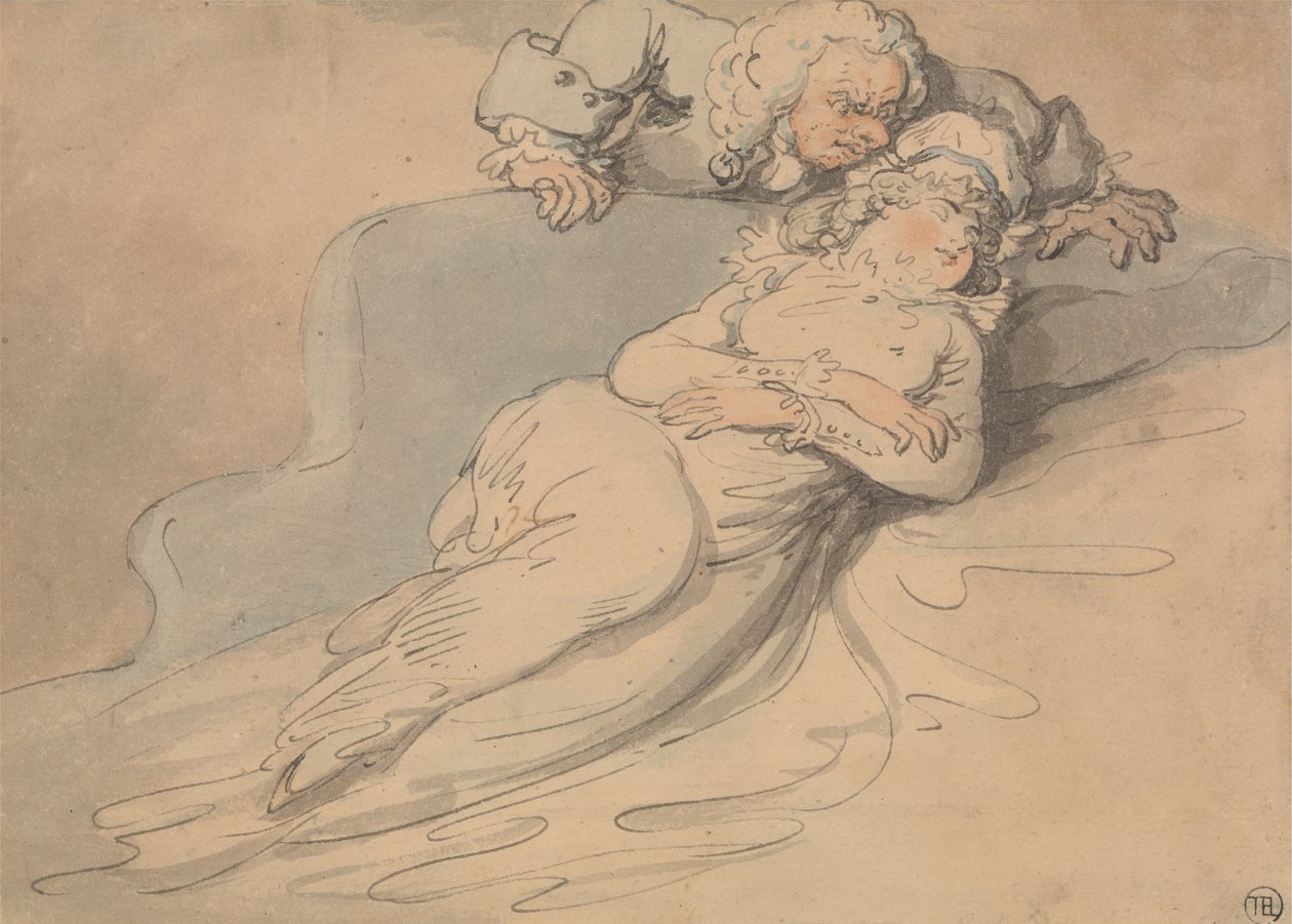 Mulher Adormecida Observada por um Homem de Thomas Rowlandson