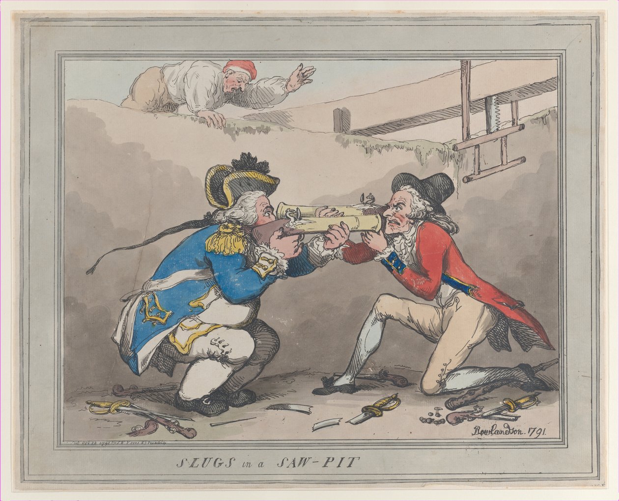 Balas num Saw-Pit, 28 de Outubro de 1791., 28 de Outubro de 1791. de Thomas Rowlandson