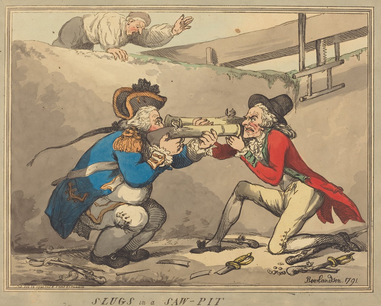 Lesmas em uma serraria de Thomas Rowlandson