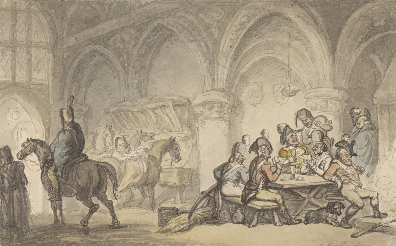 Soldados a divertirem-se numa estalagem de Thomas Rowlandson