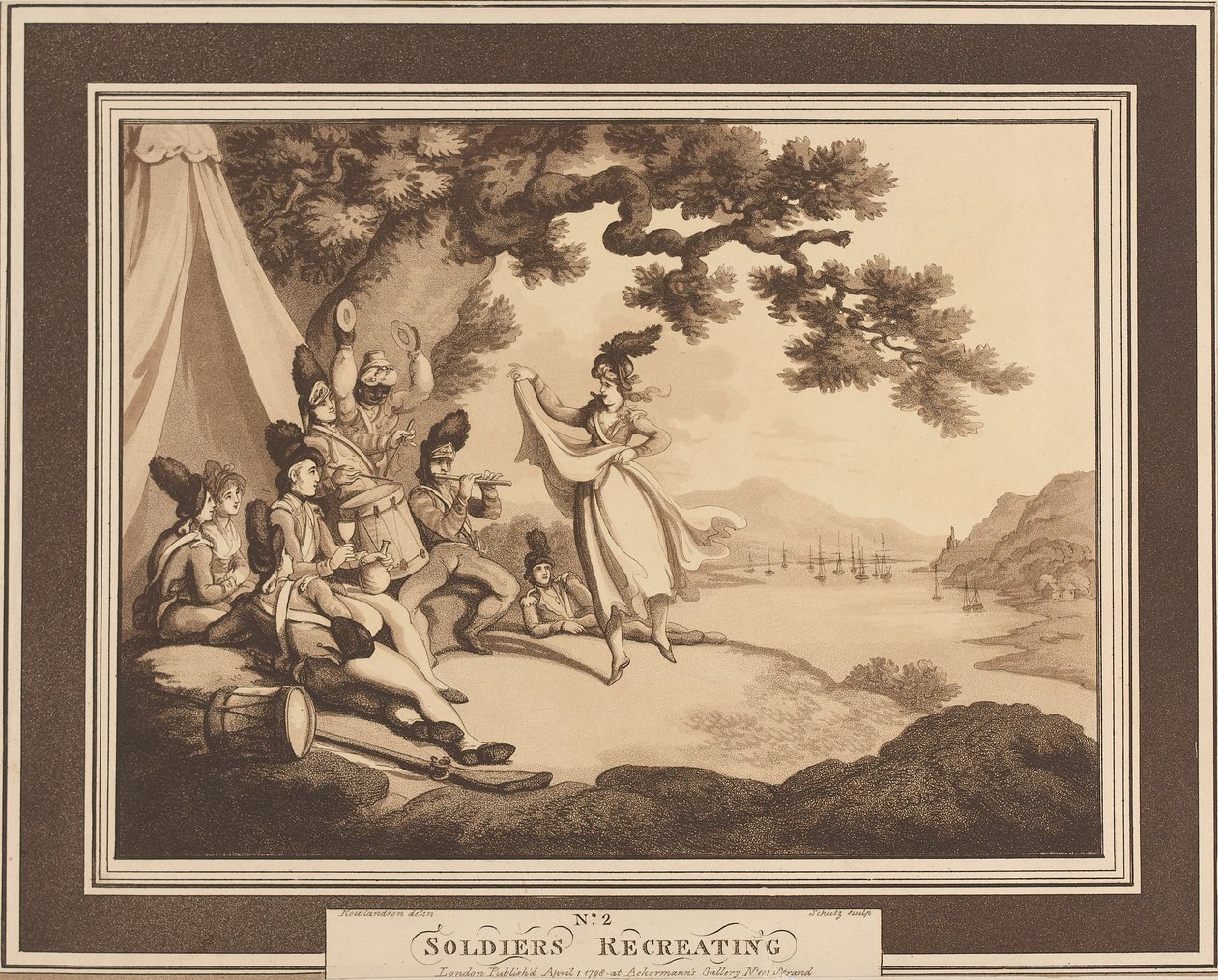  Soldados recriando , c.1798 de Thomas Rowlandson
