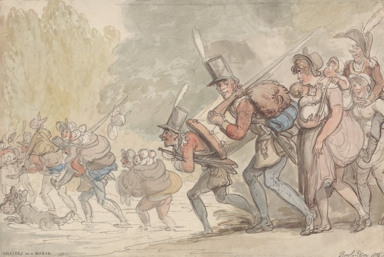 Soldados em marcha de Thomas Rowlandson