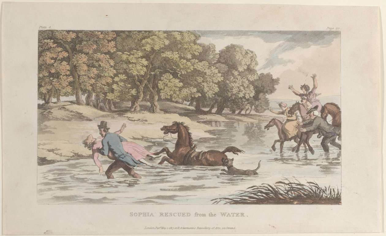 Sophia Resgatada da Água, do Vigário de Wakefield, 1º de maio de 1817., 1º de maio de 1817. de Thomas Rowlandson