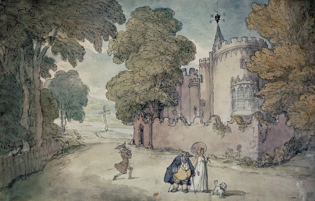 Strawberry Hill (aquatinta colorida à mão) de Thomas Rowlandson