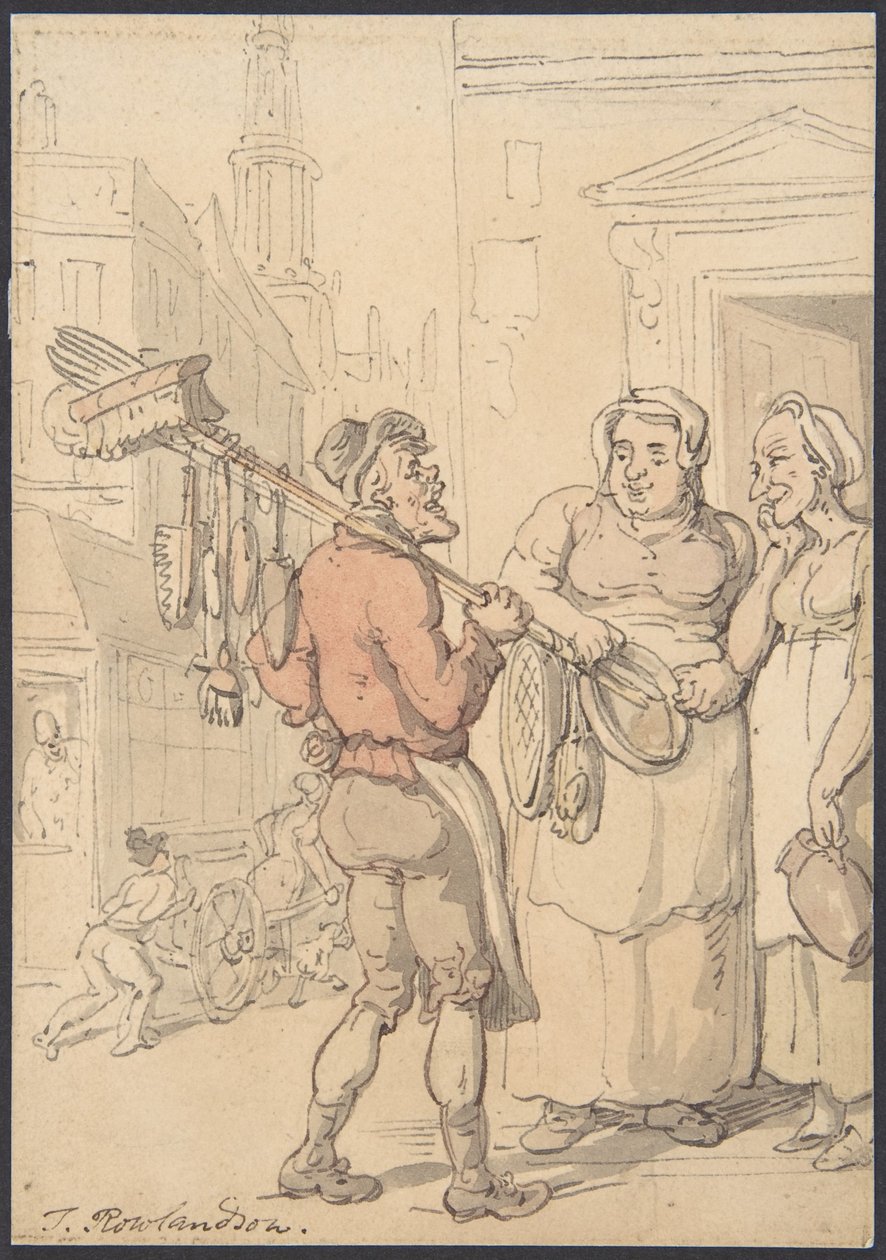 Cena de rua: Vendedor de escovas de Thomas Rowlandson
