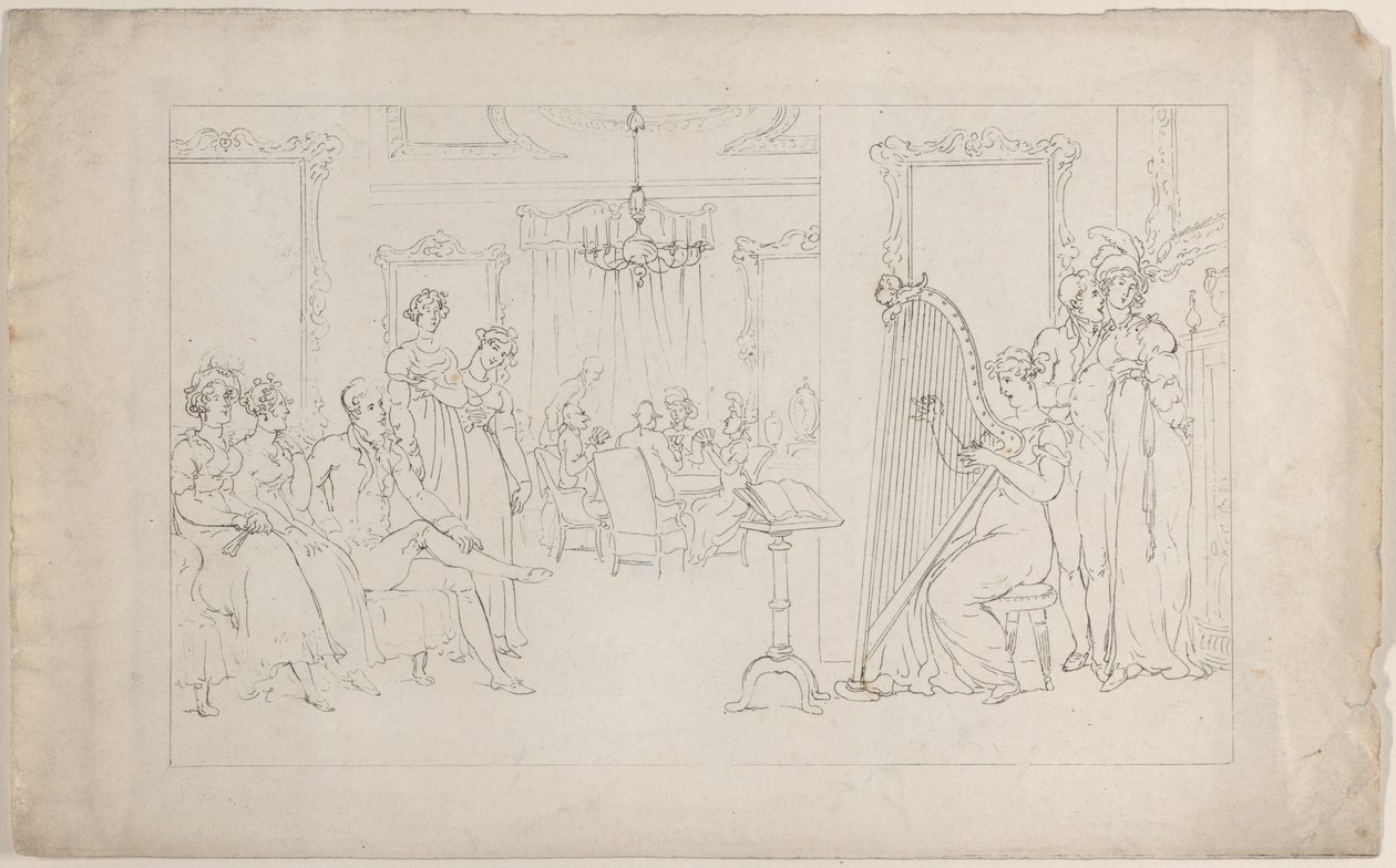 Doce é a voz cujos poderes podem mover E chamar o coração errante ao amor..., 1º de setembro de 1817. de Thomas Rowlandson