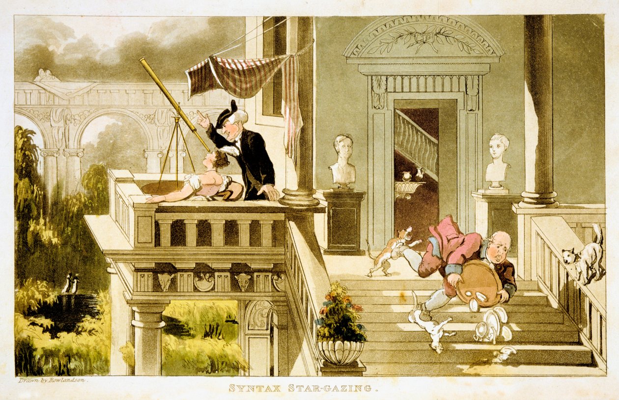 Sintaxe Observar as estrelas, c1815 de Thomas Rowlandson