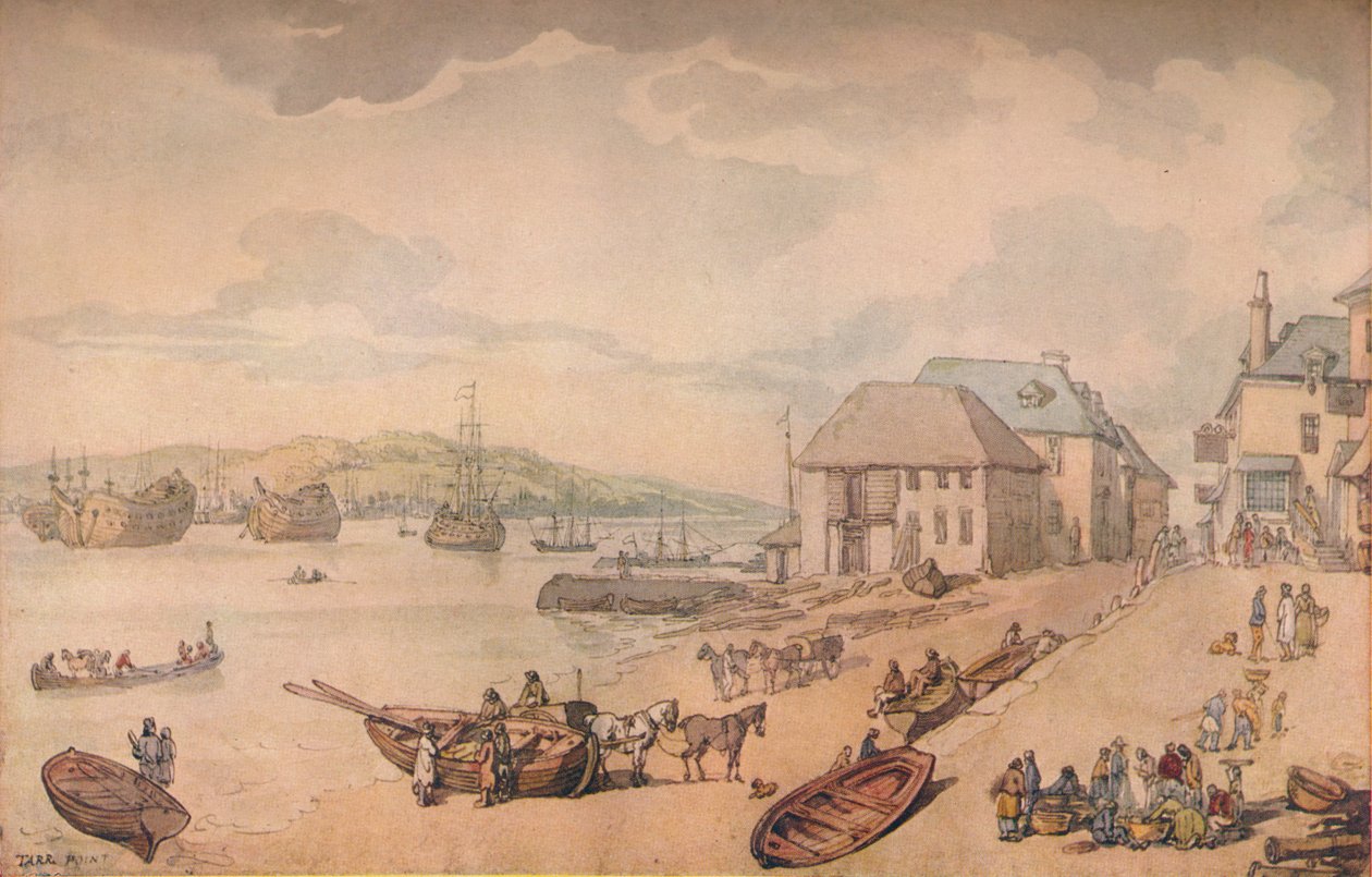 Tarr Point Torpoint, Plymouth, século x18 de Thomas Rowlandson