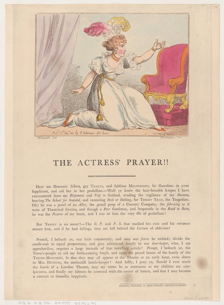 A Oração da Actriz!!, 10 de Agosto de 1801., 10 de Agosto de 1801. de Thomas Rowlandson