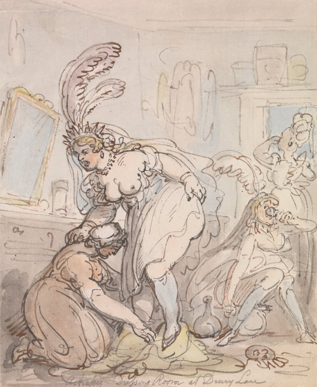 O camarim das actrizes na Drury Lane de Thomas Rowlandson