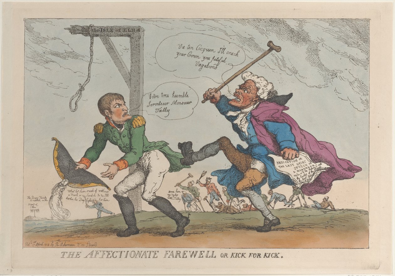 A despedida carinhosa, ou chute por chute, 17 de abril de 1814., 17 de abril de 1814. de Thomas Rowlandson