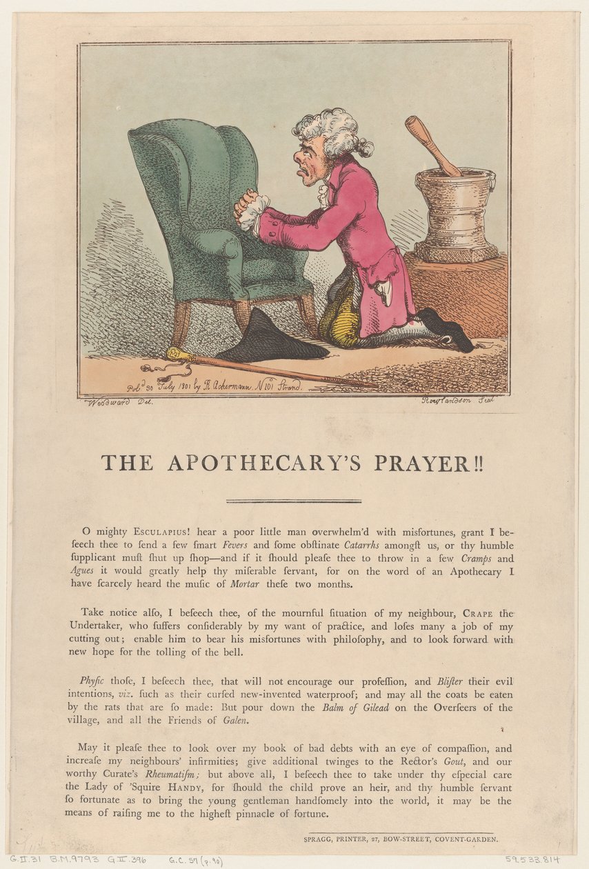A Oração do Boticário!!, 30 de julho de 1801., 30 de julho de 1801. de Thomas Rowlandson