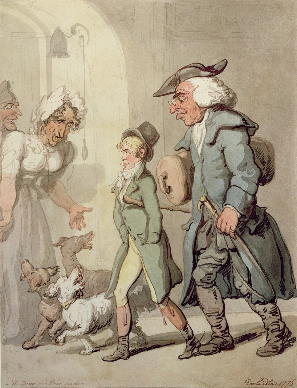 O líder Urso e Urso - passando pelo Hotel d&39;Angleterre, 1776 de Thomas Rowlandson