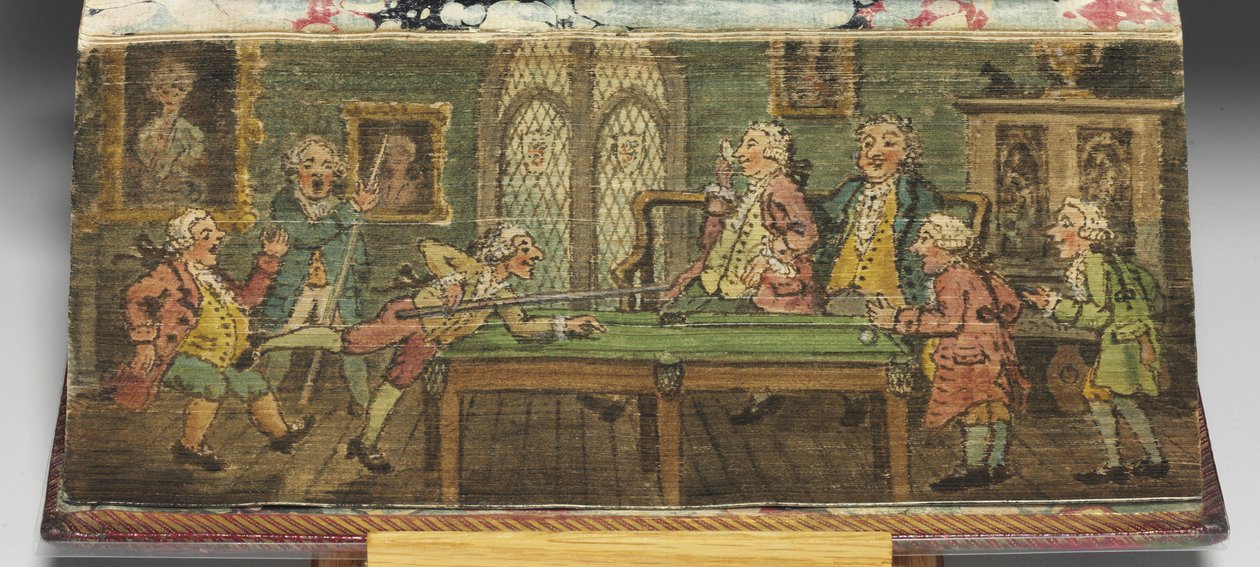 "O Livro da Oração Comum", detalhe de uma pintura anterior de "Um Jogo de Bilhar", 1772 de Thomas Rowlandson