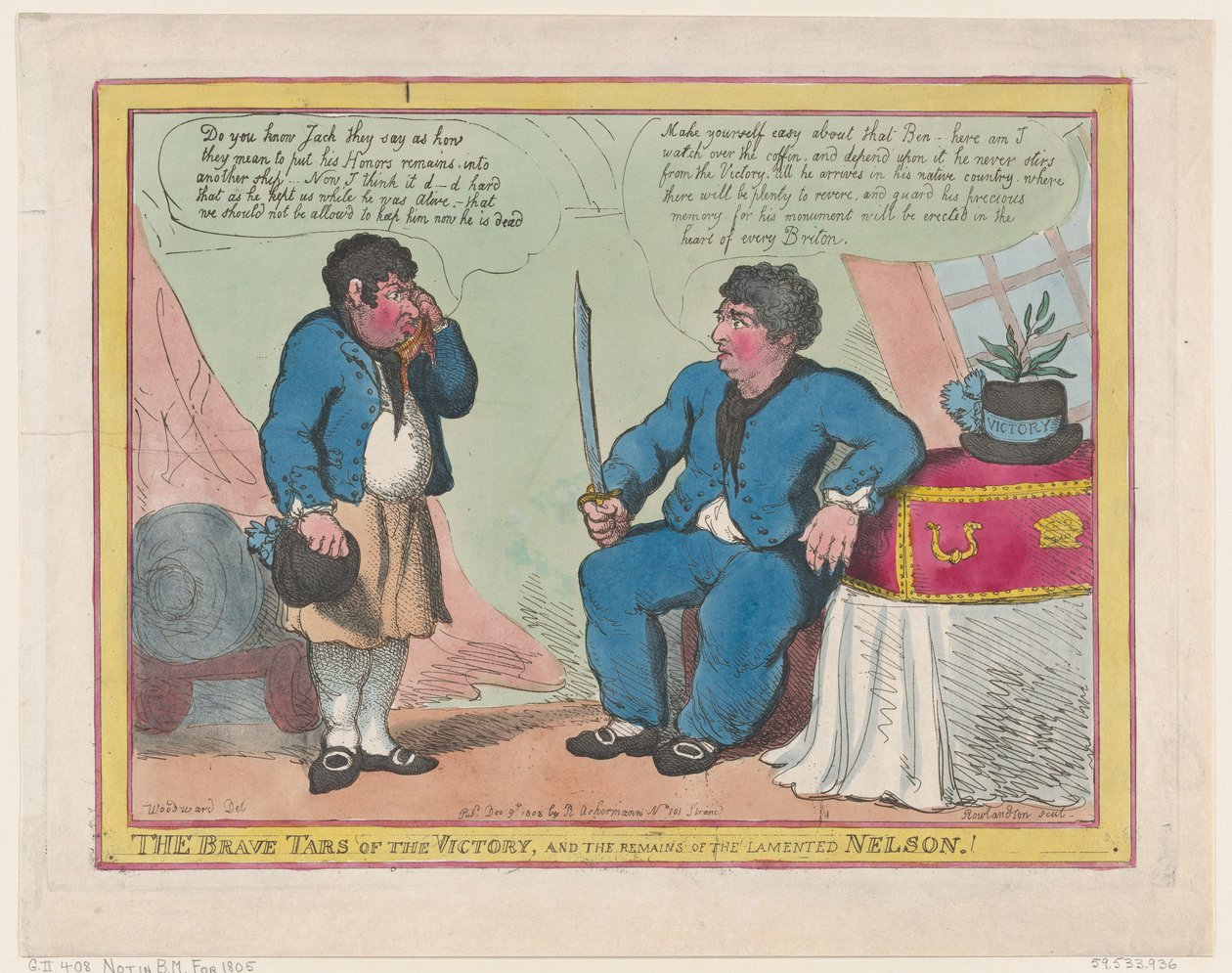 The Brave Tars of the Victory, and The Remains of the Lamented Nelson!, 1º de maio de 1806., 1º de maio de 1806. de Thomas Rowlandson
