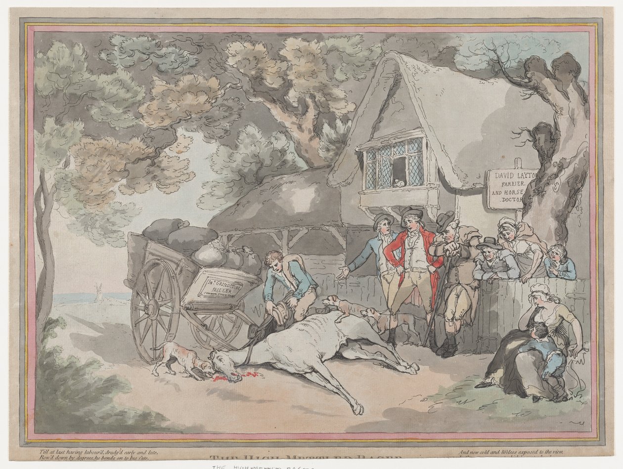 O cavalo de carroça de The Life of a Racehourse, ou The High-Mettled Racer, 2 de julho..., 20 de julho de 1789. de Thomas Rowlandson