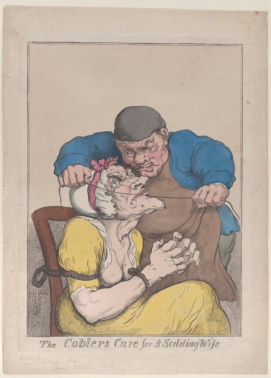 A cura do sapateiro para uma esposa repreendedora, 1813., 1813. de Thomas Rowlandson