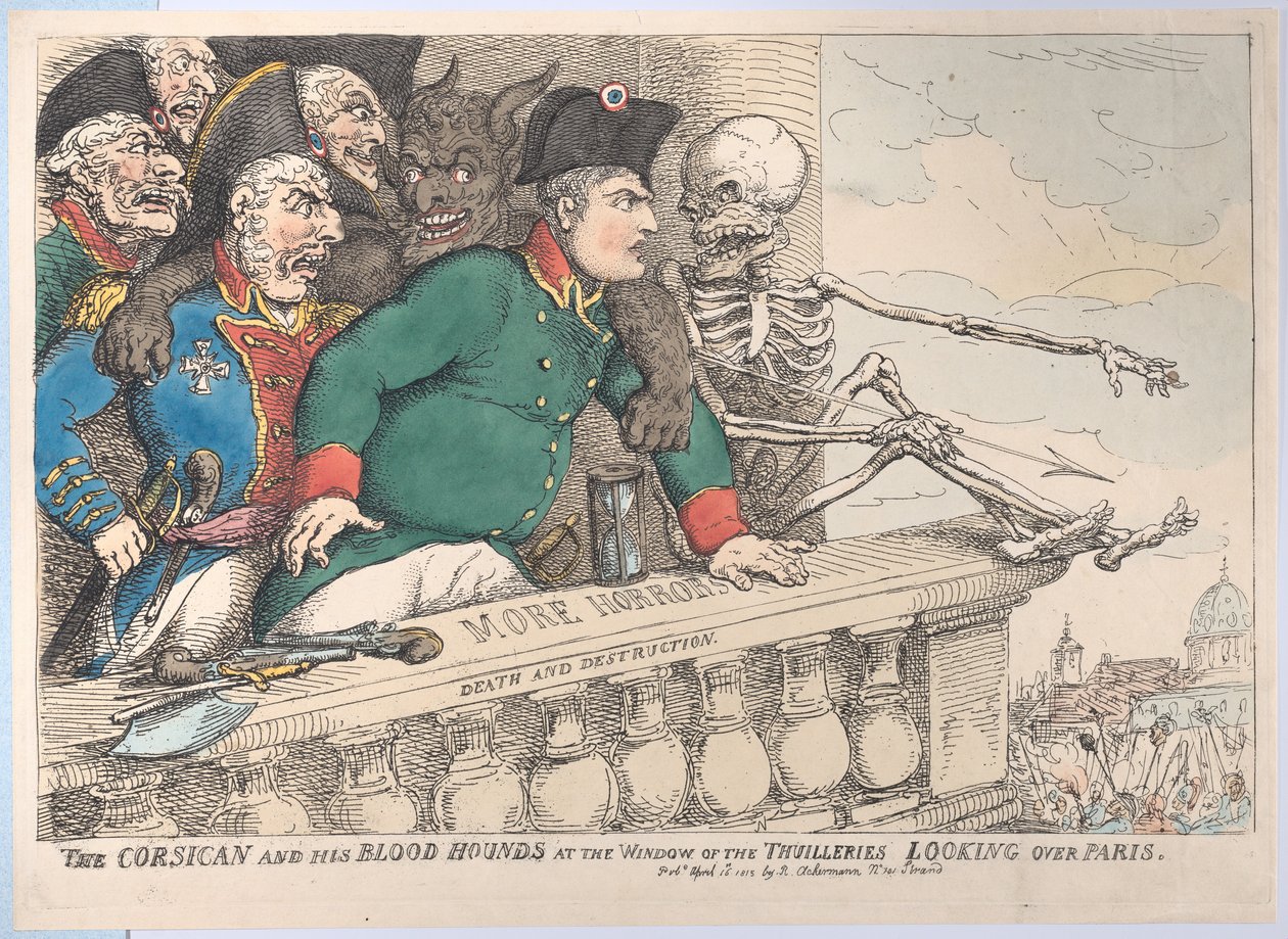The Corsican and His Bloodhounds at the Window of the Thuilleries Looking Over P..., 16 de Abril de 1815. de Thomas Rowlandson