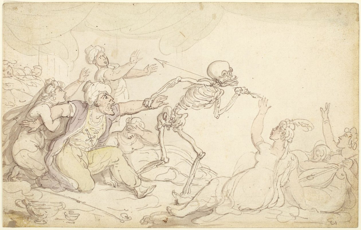 A Dança da Morte: O Nababo Capturado no Seu Harém de Thomas Rowlandson