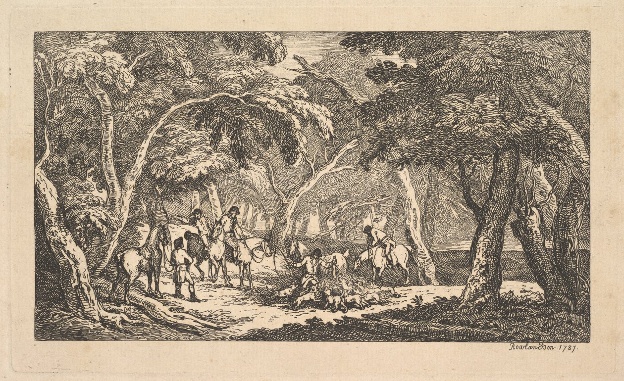 A Morte - Caça à Raposa - Uma Cena de Paisagem, 1787. de Thomas Rowlandson