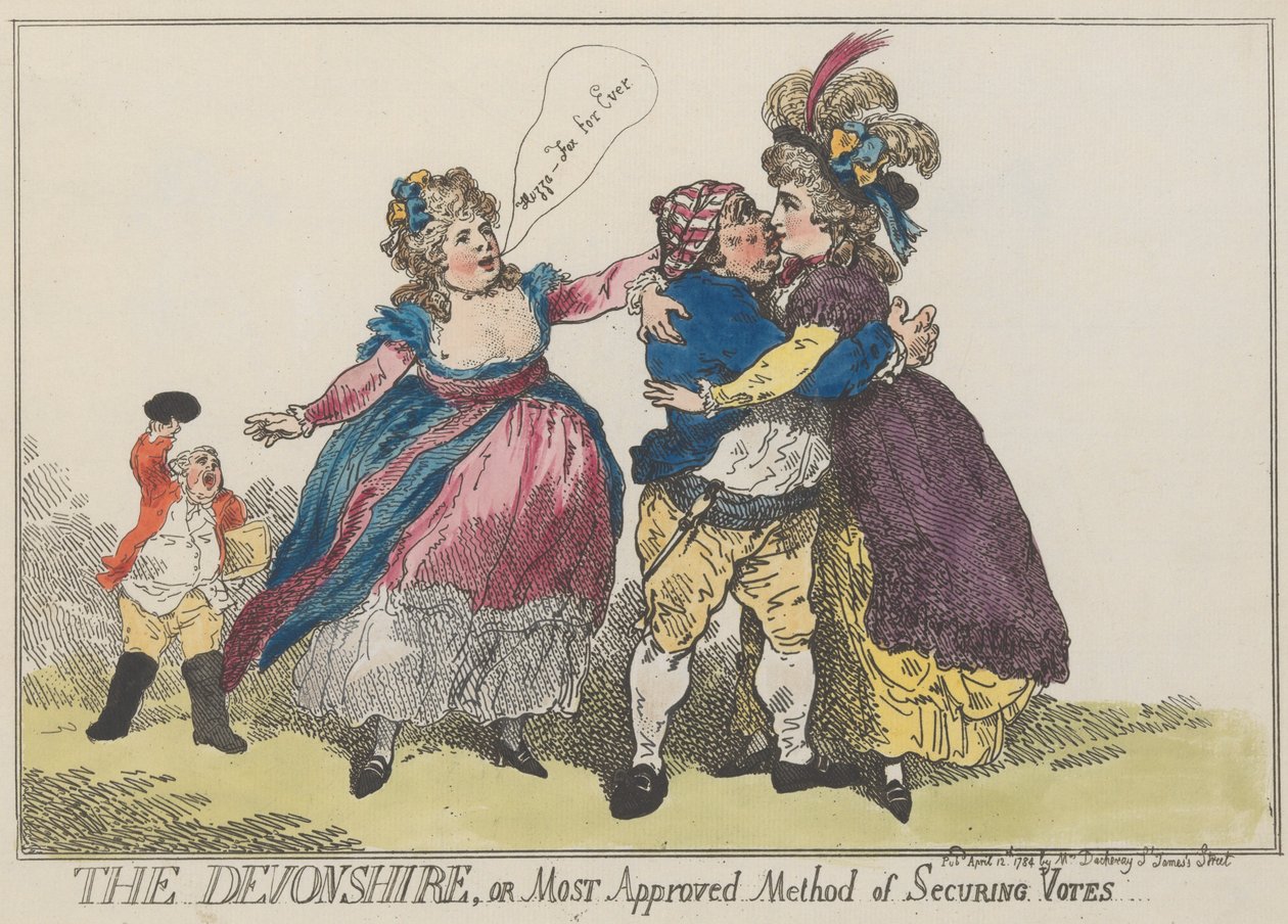 O Devonshire, ou Método Mais Aprovado de Garantir Votos, 12 de abril de 1784., 12 de abril de 1784. de Thomas Rowlandson
