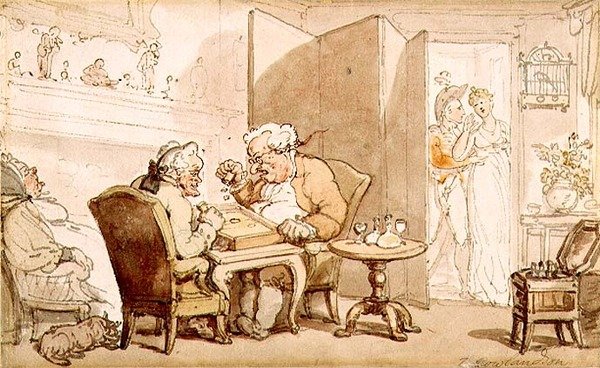 Os Dicers (aguarela sobre papel) de Thomas Rowlandson