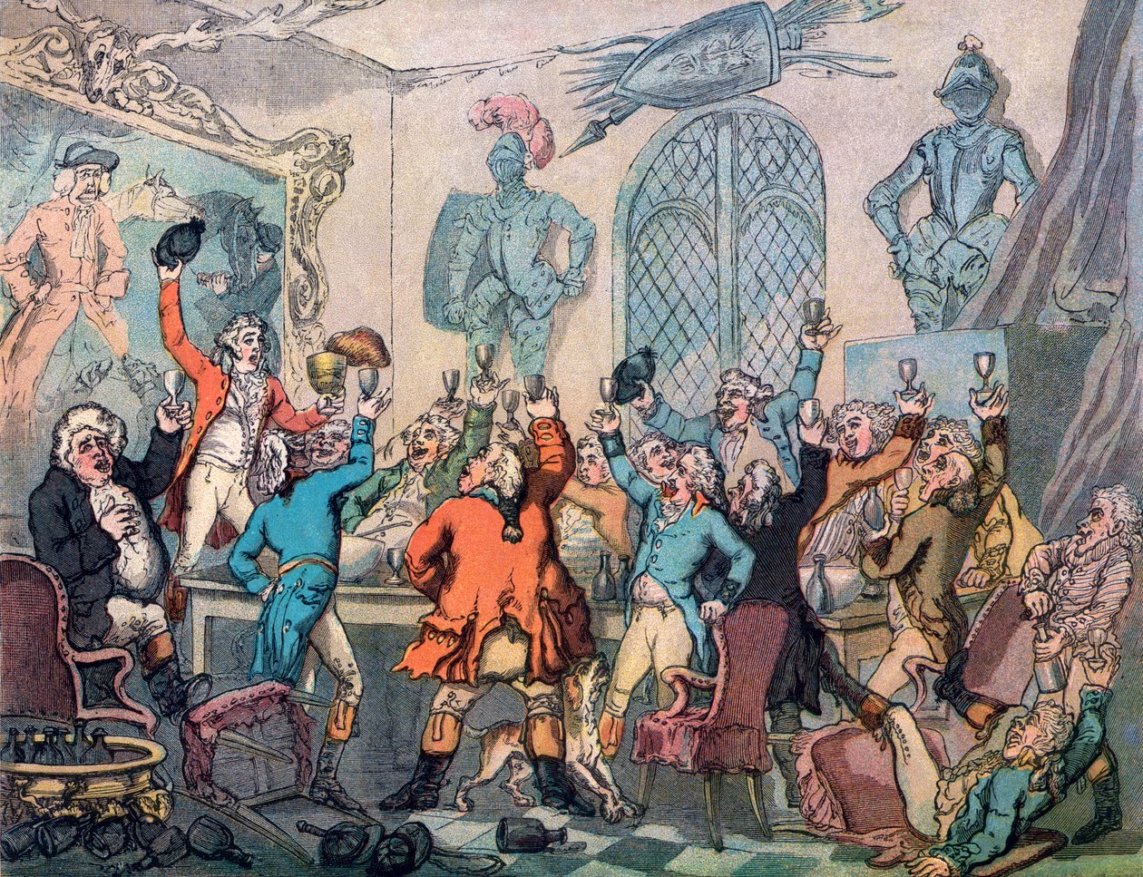 O Jantar, Humor da Caça às Raposas, 1799. de Thomas Rowlandson