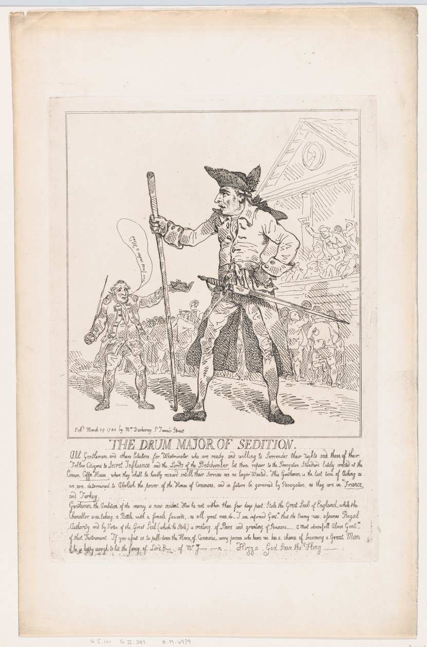 The Drum Major of Sedition, 29 de Março de 1784., 29 de Março de 1784. de Thomas Rowlandson