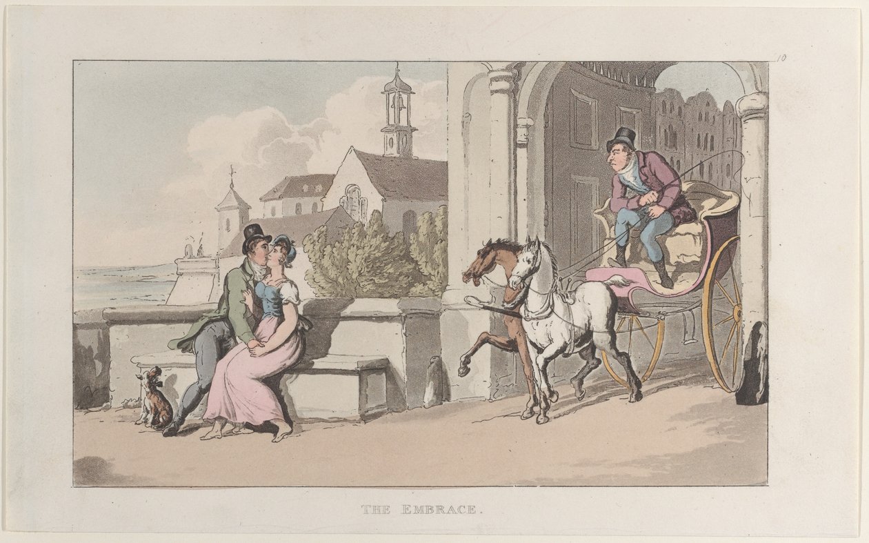 The Embrace, do Journal of Sentimental Travels in the Southern Provinces of France, ..., 1817-21. de Thomas Rowlandson