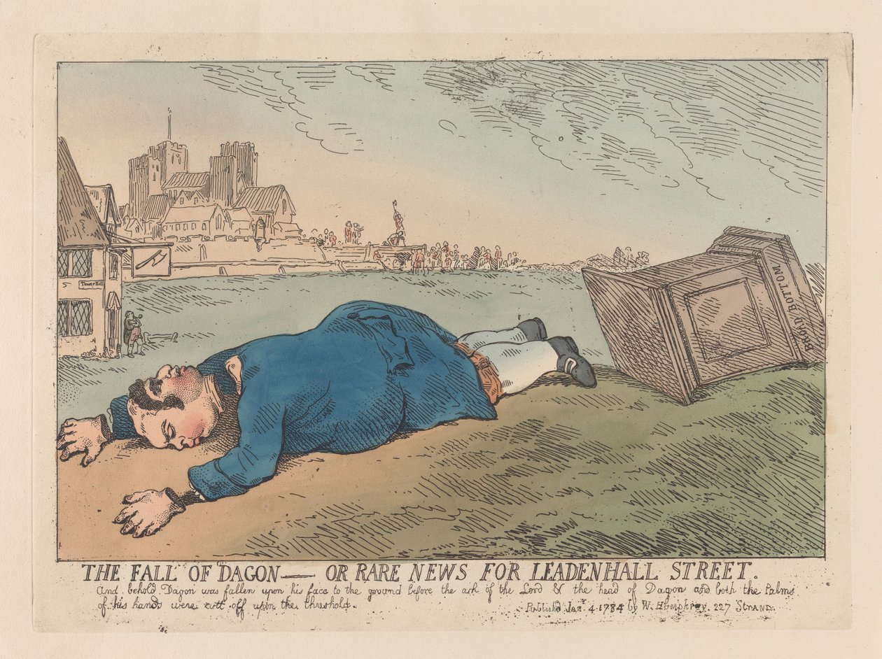 A Queda de Dagon ou Notícias Raras para a Leadenhall Street de Thomas Rowlandson