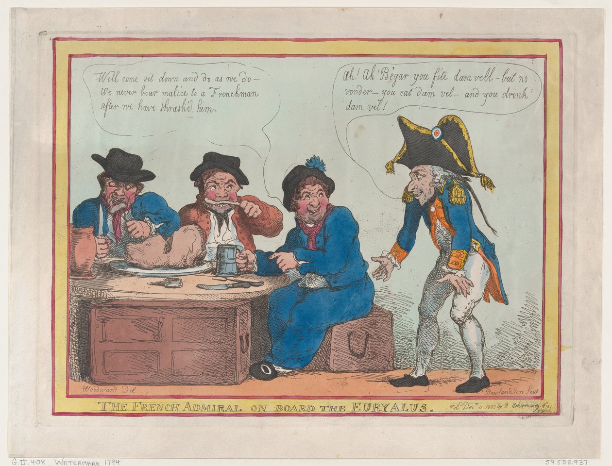 O Almirante francês a bordo do Euryalus, 11 de Dezembro de 1803., 11 de Dezembro de 1803. de Thomas Rowlandson