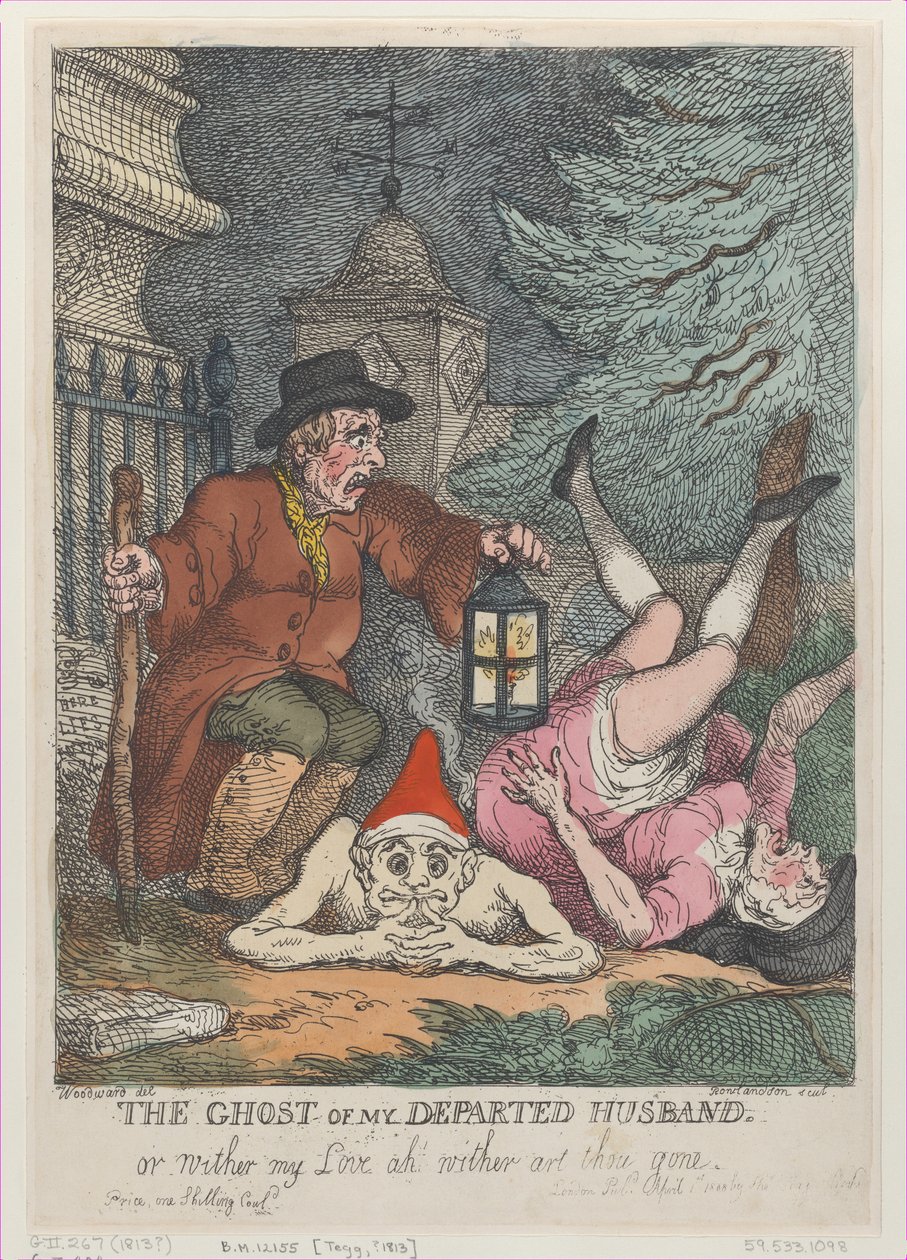O fantasma de meu falecido marido, ou murchar meu amor, ah, você se foi, abril..., 1º de abril de 1808. de Thomas Rowlandson